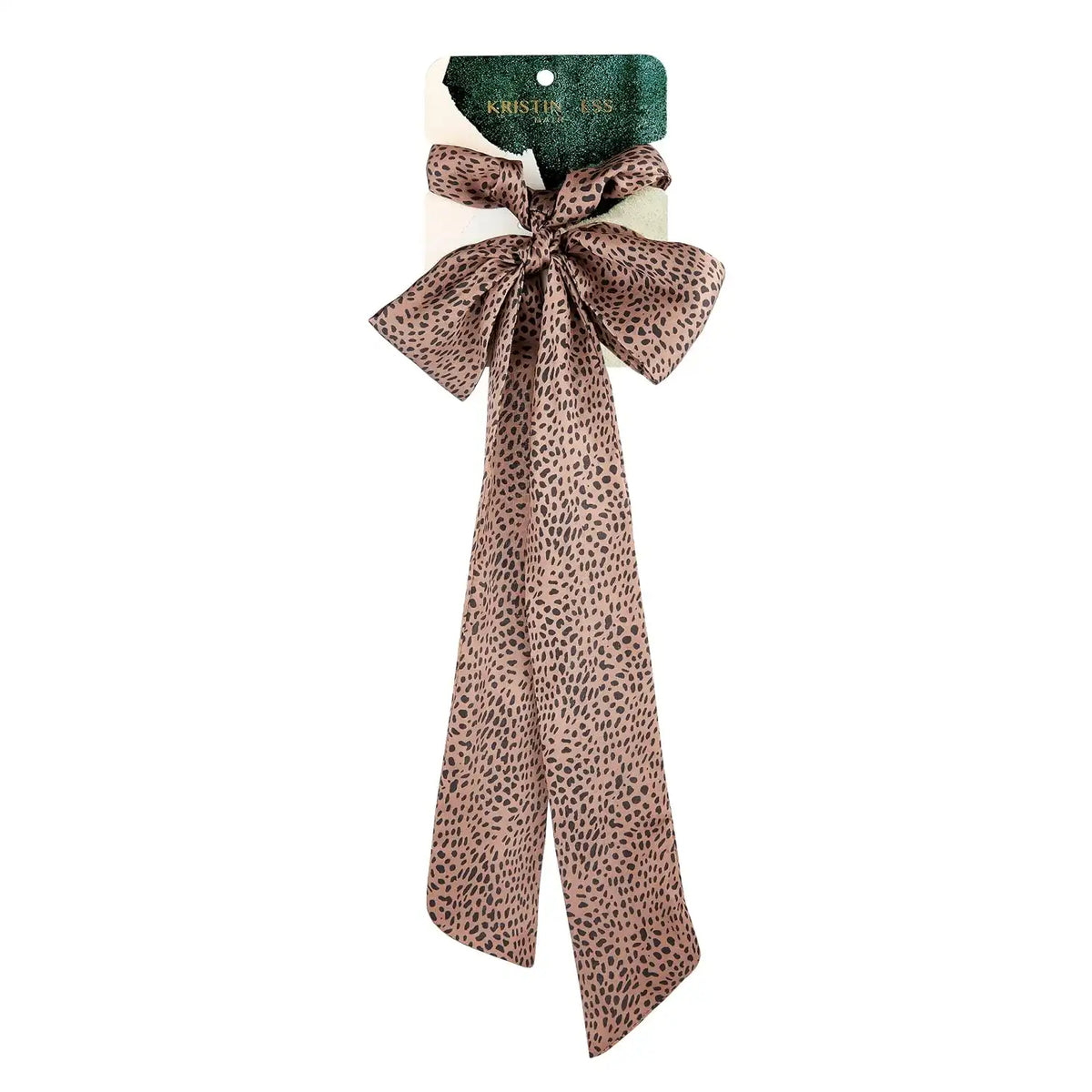 Kristin Ess Hair Scrunchie + Scarf Set Cheetah, 1 Count, Hair Accessory for Women and Girls, Satin Hair Scrunchie, Ponytail Holder, Hair Ties, Day and Night Styling, All Hair Types and Textures